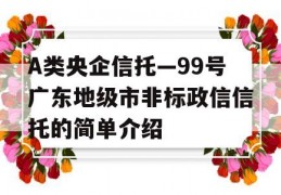 A类央企信托—99号广东地级市非标政信信托的简单介绍