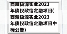 西藏极源实业2023年债权政信定融项目(西藏极源实业2023年债权政信定融项目中标公告)