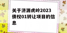 关于济源虎岭2023债权01转让项目的信息