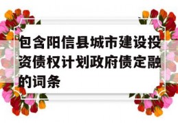 包含阳信县城市建设投资债权计划政府债定融的词条