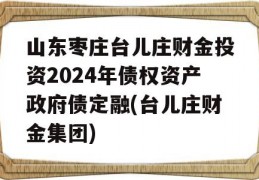 山东枣庄台儿庄财金投资2024年债权资产政府债定融(台儿庄财金集团)