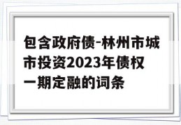 包含政府债-林州市城市投资2023年债权一期定融的词条