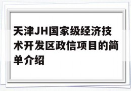 天津JH国家级经济技术开发区政信项目的简单介绍