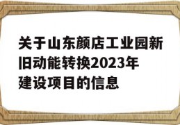 关于山东颜店工业园新旧动能转换2023年建设项目的信息