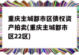 重庆主城都市区债权资产拍卖(重庆主城都市区22区)