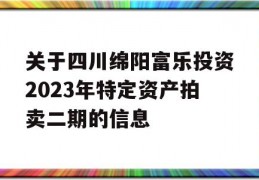 关于四川绵阳富乐投资2023年特定资产拍卖二期的信息