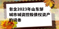 包含2023年山东邹城市城资控股债权资产的词条