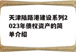 天津陆路港建设系列2023年债权资产的简单介绍