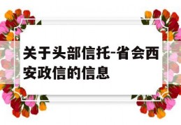 关于头部信托-省会西安政信的信息