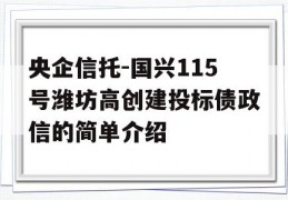 央企信托-国兴115号潍坊高创建投标债政信的简单介绍