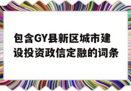 包含GY县新区城市建设投资政信定融的词条