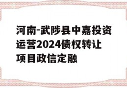 河南-武陟县中嘉投资运营2024债权转让项目政信定融