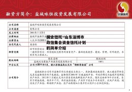 国企信托·山东淄博市政信集合资金信托计划的简单介绍