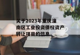 关于2023年重庆潼南区工业投资债权资产转让项目的信息