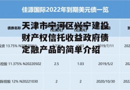 天津市宁河区兴宁建投财产权信托收益政府债定融产品的简单介绍