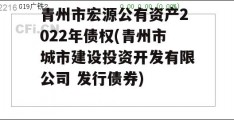 青州市宏源公有资产2022年债权(青州市城市建设投资开发有限公司 发行债券)