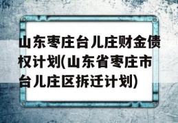 山东枣庄台儿庄财金债权计划(山东省枣庄市台儿庄区拆迁计划)