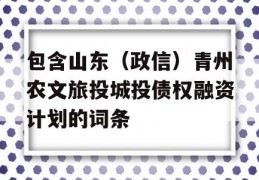 包含山东（政信）青州农文旅投城投债权融资计划的词条