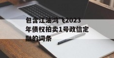 包含江油鸿飞2023年债权拍卖1号政信定融的词条