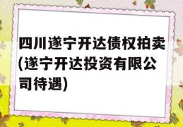 四川遂宁开达债权拍卖(遂宁开达投资有限公司待遇)