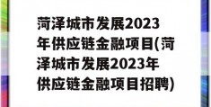 菏泽城市发展2023年供应链金融项目(菏泽城市发展2023年供应链金融项目招聘)