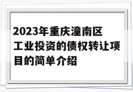 2023年重庆潼南区工业投资的债权转让项目的简单介绍