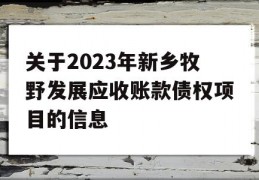 关于2023年新乡牧野发展应收账款债权项目的信息