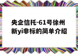 央企信托-61号徐州新yi非标的简单介绍