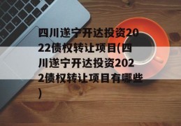 四川遂宁开达投资2022债权转让项目(四川遂宁开达投资2022债权转让项目有哪些)