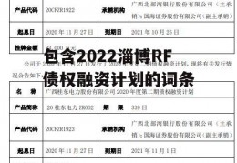 包含2022淄博RF债权融资计划的词条