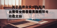 关于高唐众安综合服务债权一号政信定融的信息