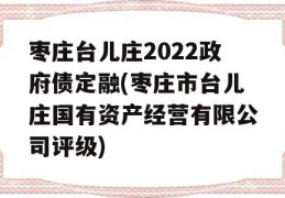 枣庄台儿庄2022政府债定融(枣庄市台儿庄国有资产经营有限公司评级)