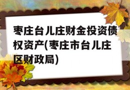 枣庄台儿庄财金投资债权资产(枣庄市台儿庄区财政局)