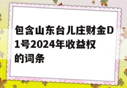 包含山东台儿庄财金D1号2024年收益权的词条