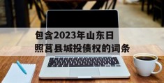 包含2023年山东日照莒县城投债权的词条