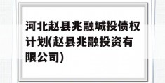 河北赵县兆融城投债权计划(赵县兆融投资有限公司)