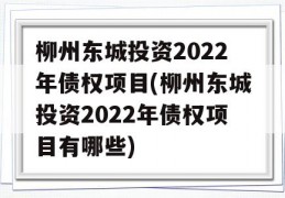 柳州东城投资2022年债权项目(柳州东城投资2022年债权项目有哪些)