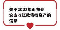 关于2023年山东泰安应收账款债权资产的信息