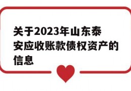 关于2023年山东泰安应收账款债权资产的信息