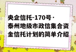 央企信托-170号·泰州地级市政信集合资金信托计划的简单介绍