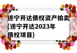 遂宁开达债权资产拍卖(遂宁开达2023年债权项目)