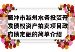 腾冲市越州水务投资开发债权资产拍卖项目政府债定融的简单介绍