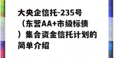 大央企信托-235号（东营AA+市级标债）集合资金信托计划的简单介绍