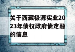 关于西藏极源实业2023年债权政府债定融的信息