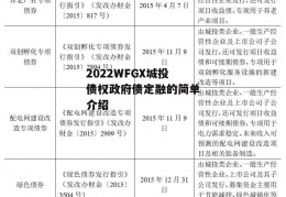 2022WFGX城投债权政府债定融的简单介绍