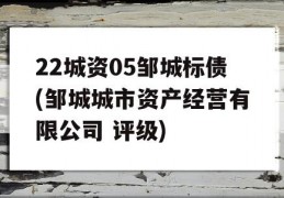 22城资05邹城标债(邹城城市资产经营有限公司 评级)