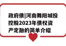 政府债|河南舞阳城投控股2023年债权资产定融的简单介绍