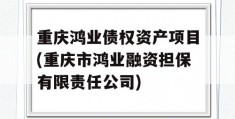 重庆鸿业债权资产项目(重庆市鸿业融资担保有限责任公司)