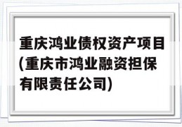 重庆鸿业债权资产项目(重庆市鸿业融资担保有限责任公司)