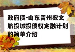 政府债-山东青州农文旅投城投债权定融计划的简单介绍